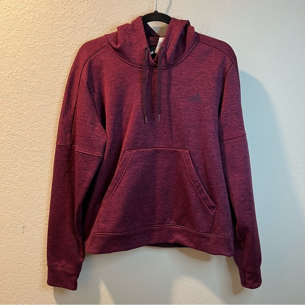 Women’s Adidas purple space dye athletic hooded pullover sweatshirt size L
